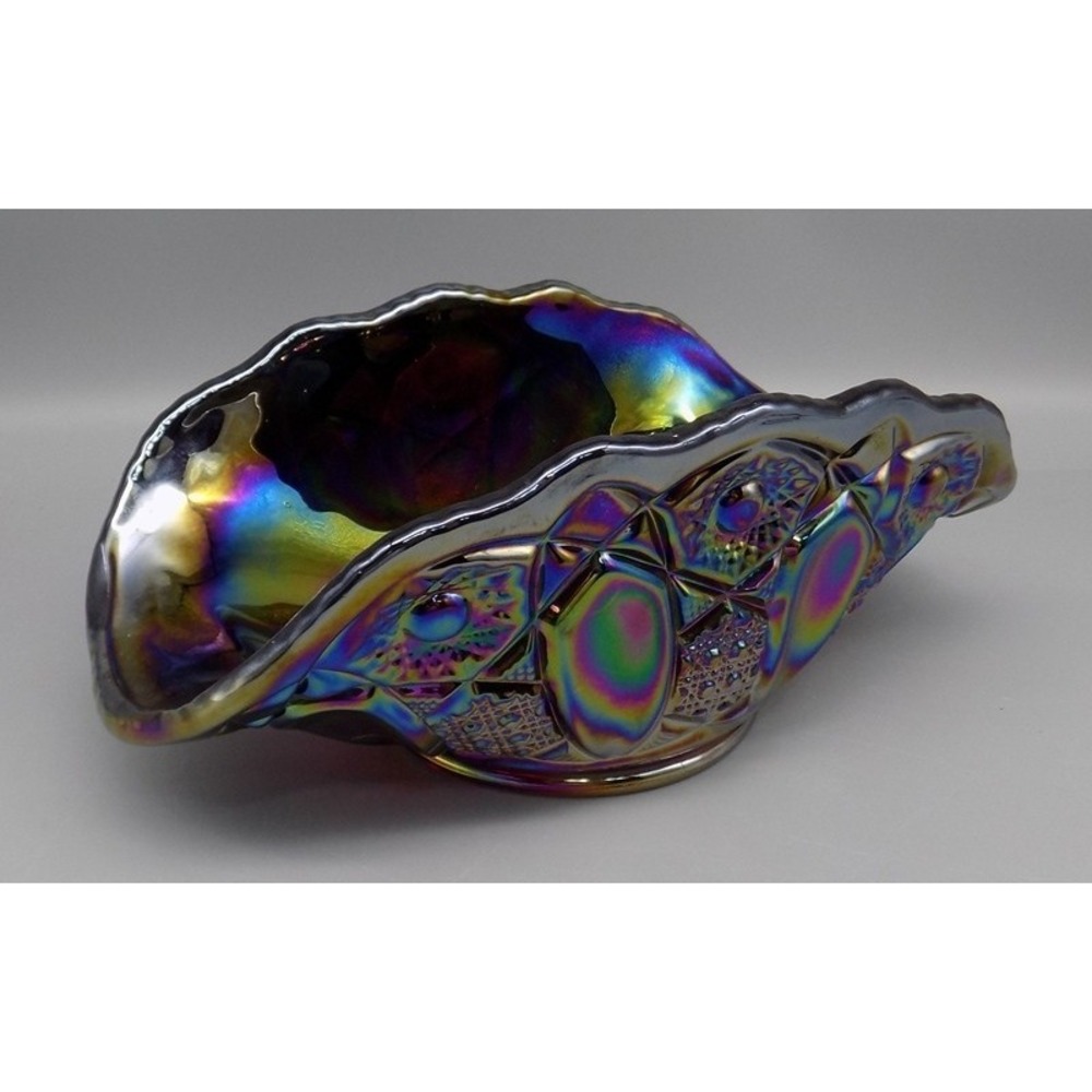 Carnival Ruby Folded Glass Banana Boat Taco Scalloped Iridescent Imperial Fenton